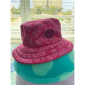 AUTHENTIC Gucci GG Monogram Silk Metallic Reversible Bucket Hat Pink Fuxia M